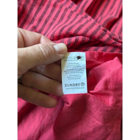 Anthropologie Sundry Elena Tiered Midi Dress size 2 Red Striped Sleeveless - Picture 10 of 10